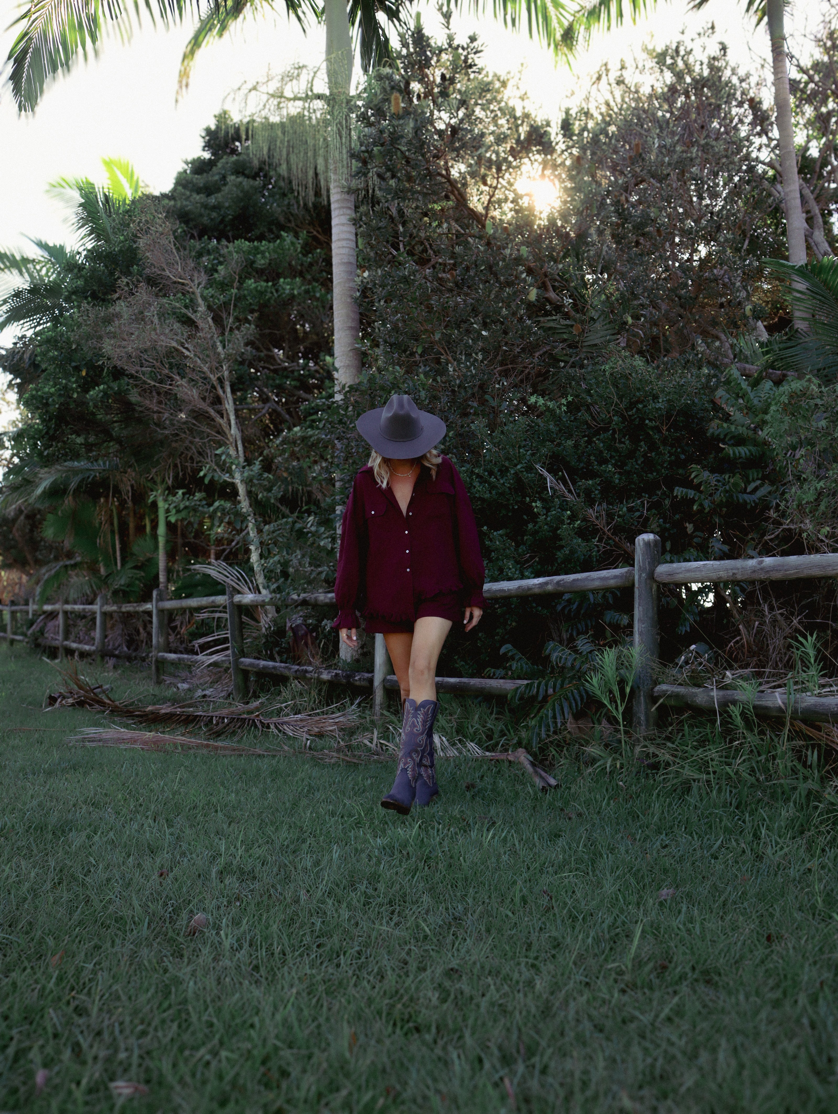 Sadie Frill Shirt | Cranberry Linen ~ PRE ORDER