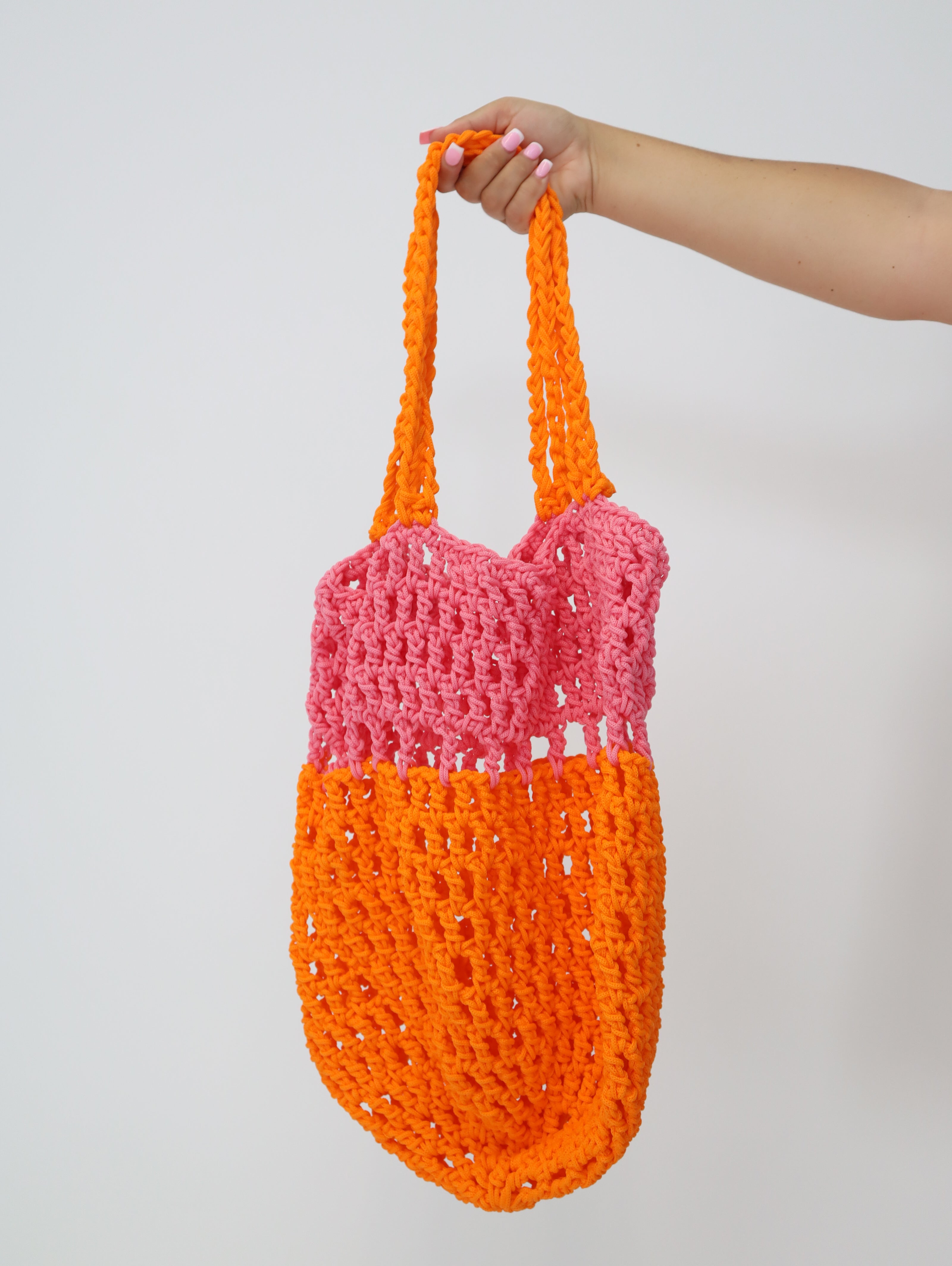 Knot & Soul Hand Crochet Bag | Orange + Hot Pink