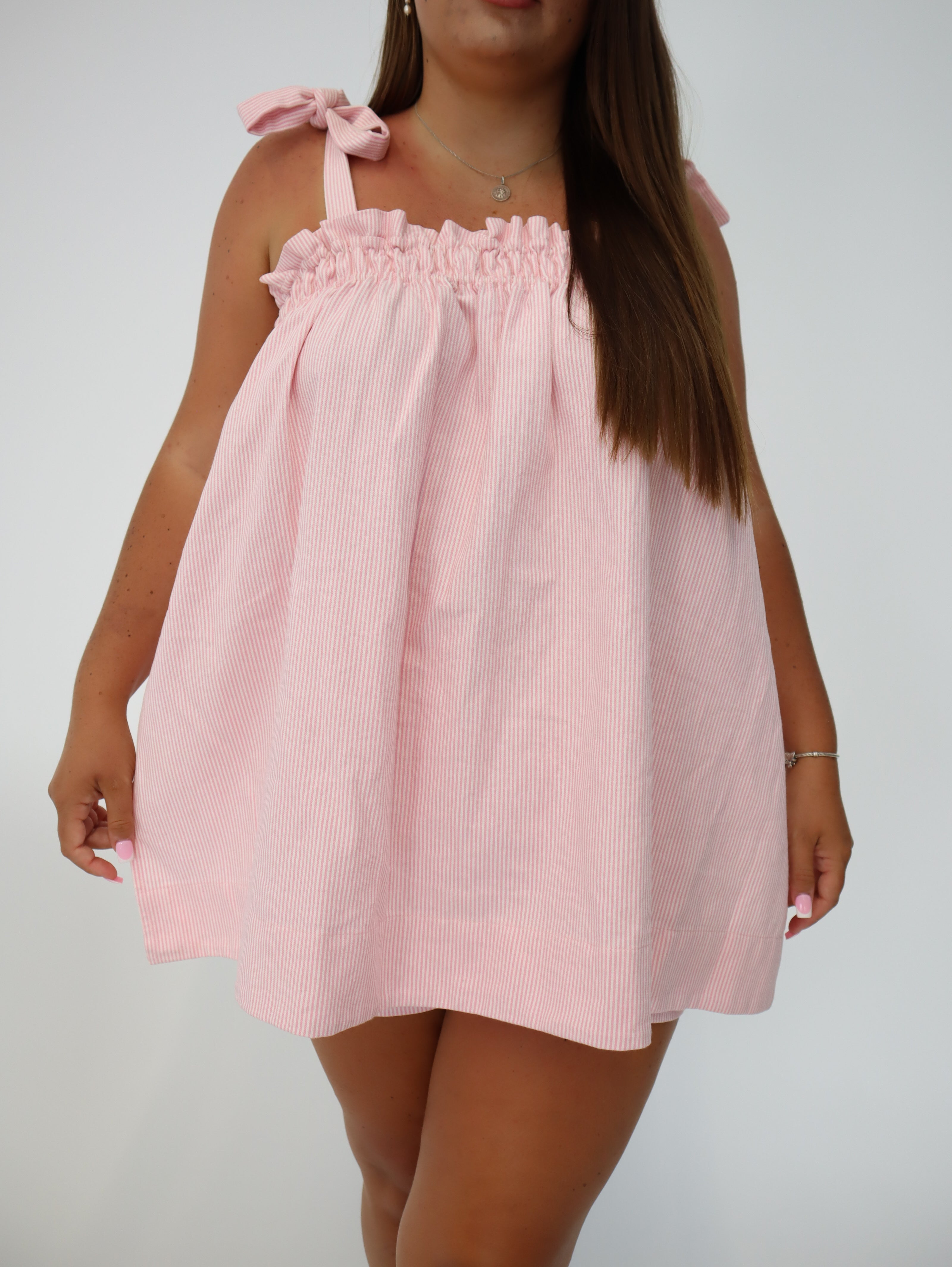 Sunset Swing Tunic - Pink Pinstripe