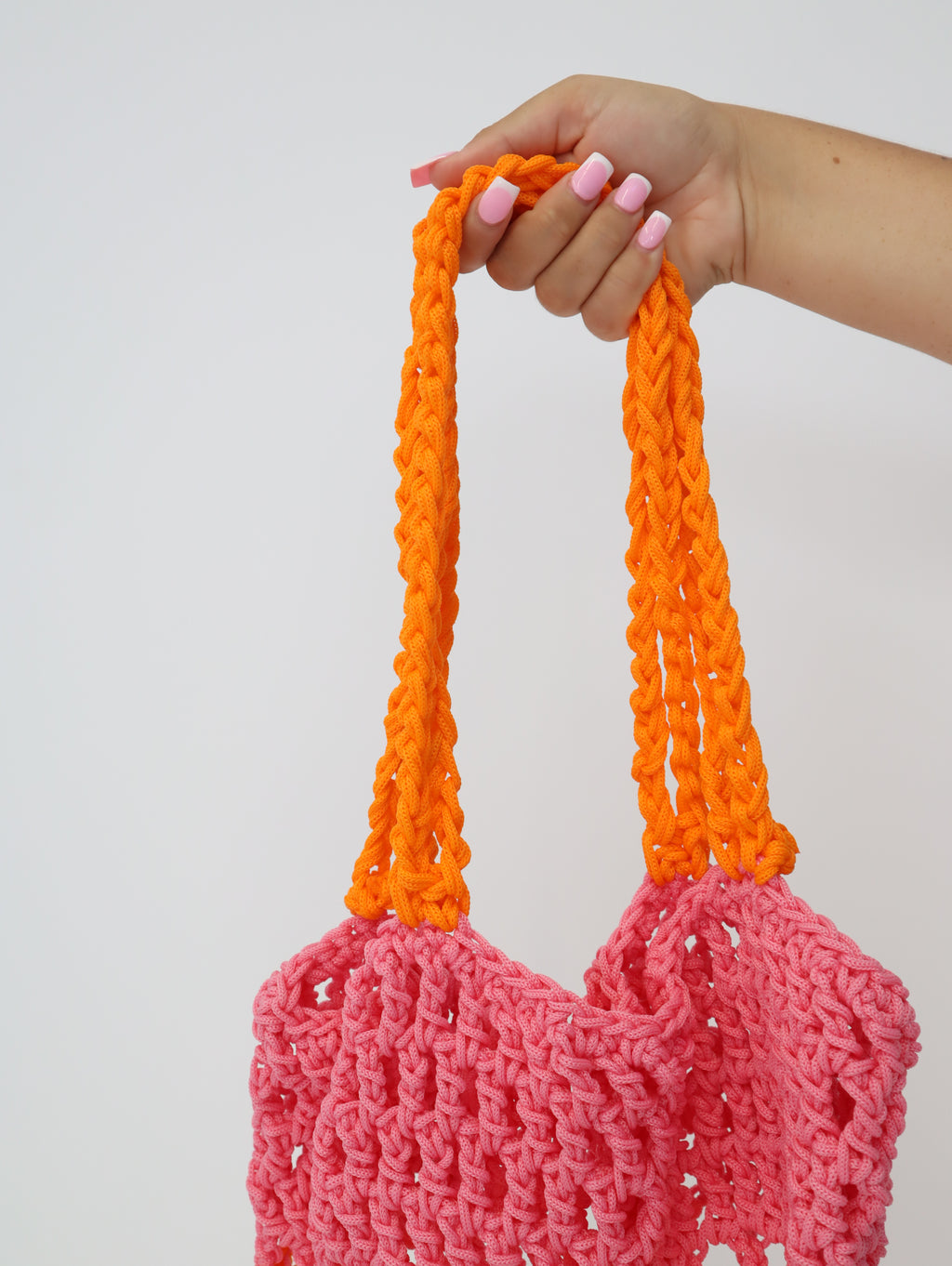 Knot & Soul Hand Crochet Bag | Orange + Hot Pink